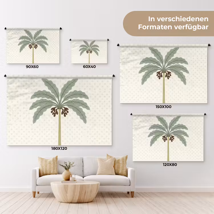 Boom - Bladeren - Groen - Decoratief - Beige Wandkleed katoen klein -tsfeer8_DE