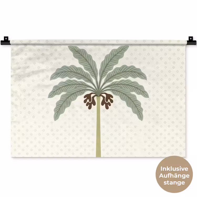 Boom - Bladeren - Groen - Decoratief - Beige Wandkleed katoen klein -t3d_DE