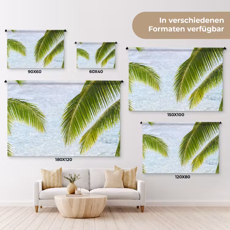 Boom - Bladeren - Water - Tropisch - Groen Wandkleed katoen klein -tsfeer8_DE