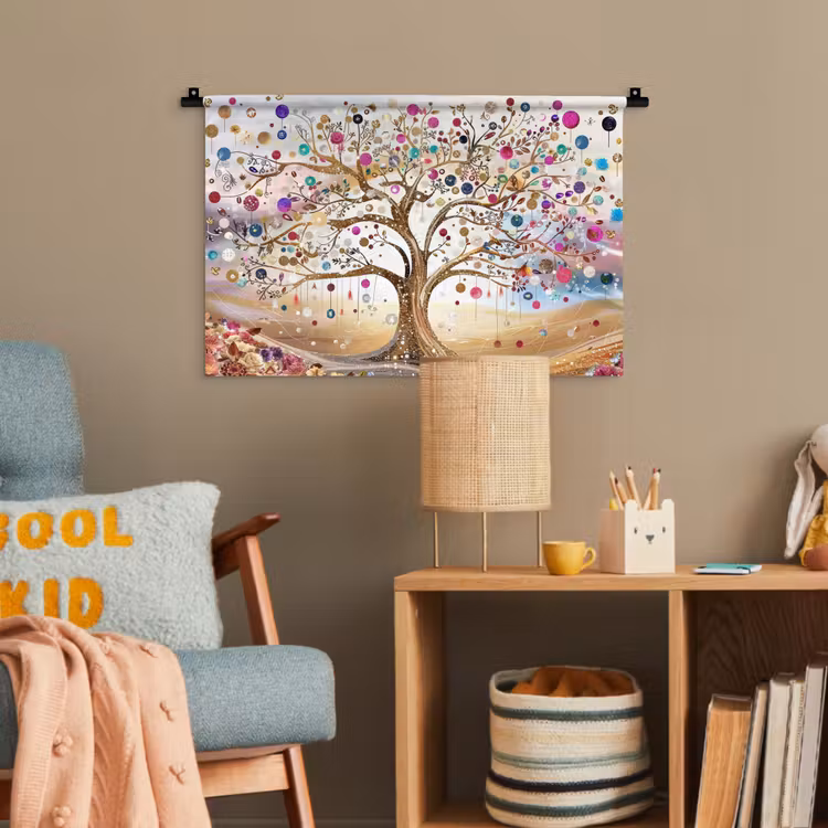 Levensboom - Goud - Kleurrijk - Abstract - Aesthetic Wandkleed katoen klein -wsfeer4_kind