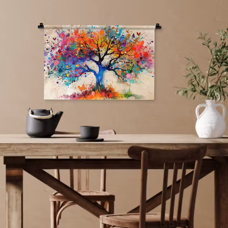 Levensboom - Natuur - Kleurrijk - Boom Wandkleed katoen klein -sfeer6