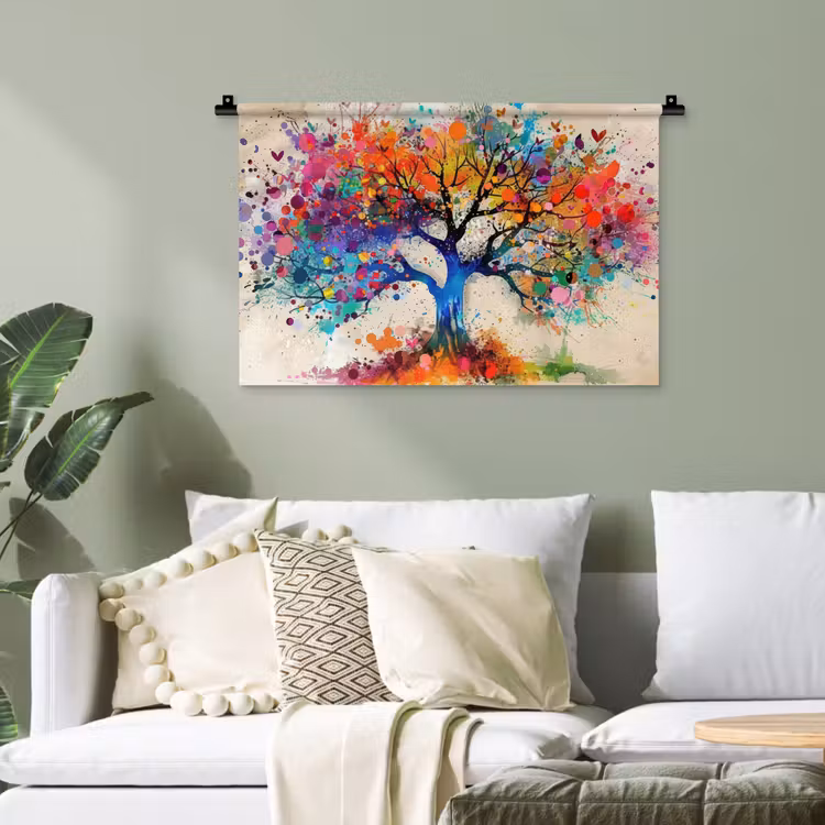 Levensboom - Natuur - Kleurrijk - Boom Wandkleed katoen klein -sfeer7