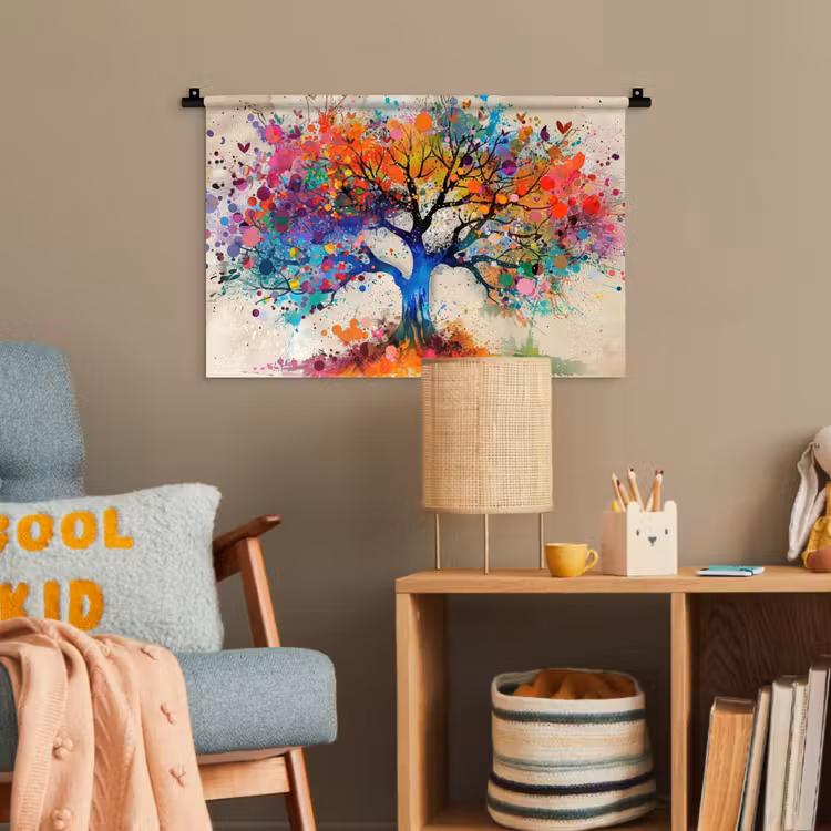 Levensboom - Natuur - Kleurrijk - Boom Wandkleed katoen klein -wsfeer4_kind