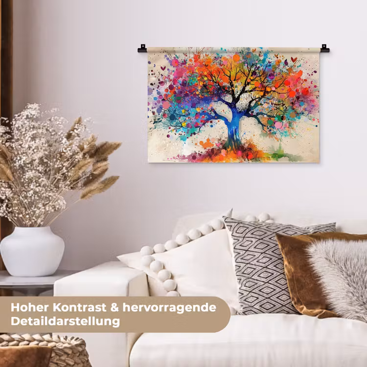 Levensboom - Natuur - Kleurrijk - Boom Wandkleed katoen klein -tsfeer1_DE