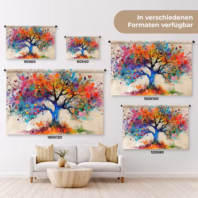 Levensboom - Natuur - Kleurrijk - Boom Wandkleed katoen klein -tsfeer8_DE