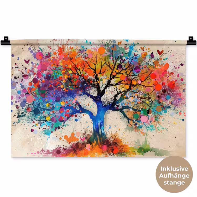 Levensboom - Natuur - Kleurrijk - Boom Wandkleed katoen klein -t3d_DE