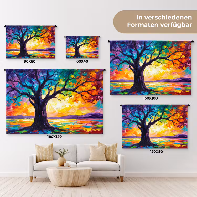 Boom - Landschap - Natuur - Abstract - Kleurrijk Wandkleed katoen klein -tsfeer8_DE