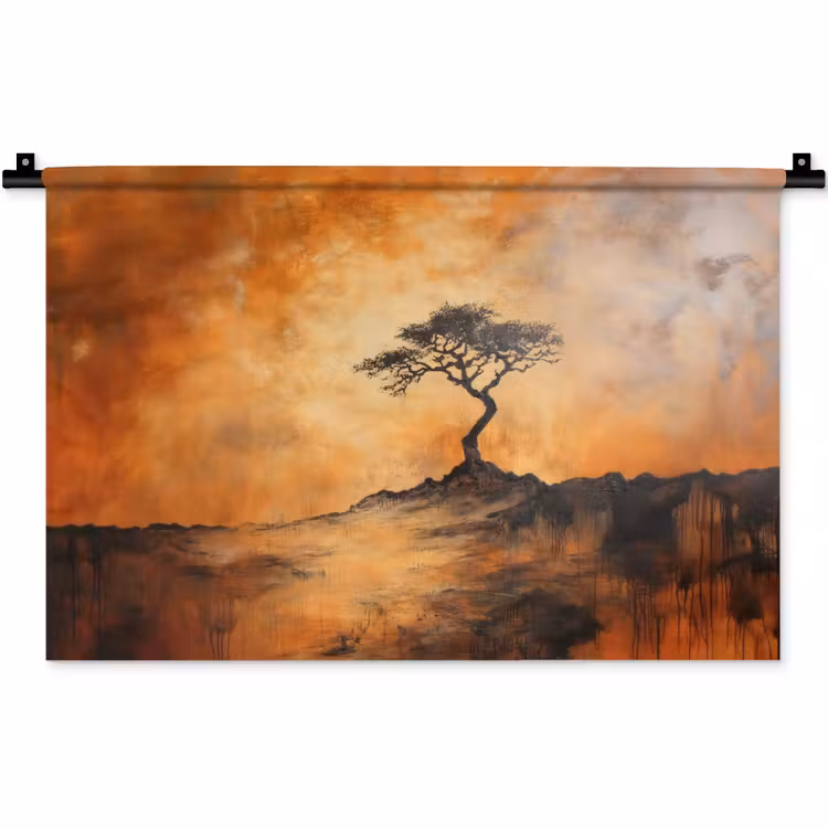 Boom - Landschap - Oranje Wandkleed katoen klein -zz3d