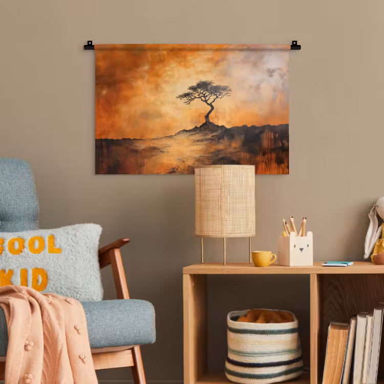 Boom - Landschap - Oranje Wandkleed katoen klein -wsfeer4_kind