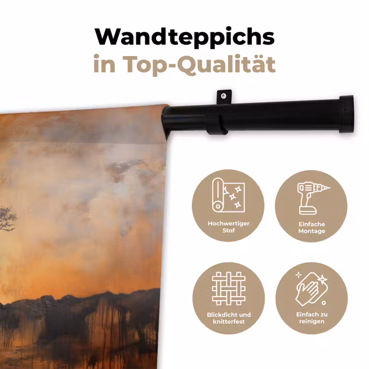 Boom - Landschap - Oranje Wandkleed katoen klein -tsfeer2_DE