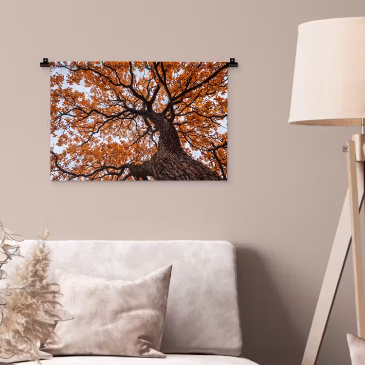 Boom - Bladerdak - Herfst - Oranje - Sfeervol Wandkleed katoen klein -sfeer4