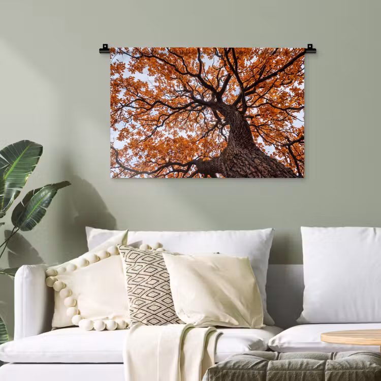 Boom - Bladerdak - Herfst - Oranje - Sfeervol Wandkleed katoen klein -sfeer7
