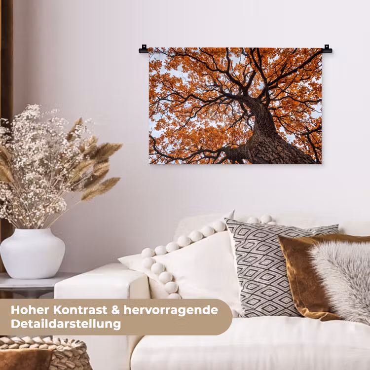 Boom - Bladerdak - Herfst - Oranje - Sfeervol Wandkleed katoen klein -tsfeer1_DE