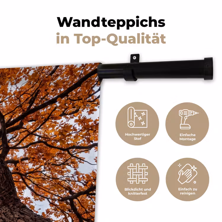 Boom - Bladerdak - Herfst - Oranje - Sfeervol Wandkleed katoen klein -tsfeer2_DE