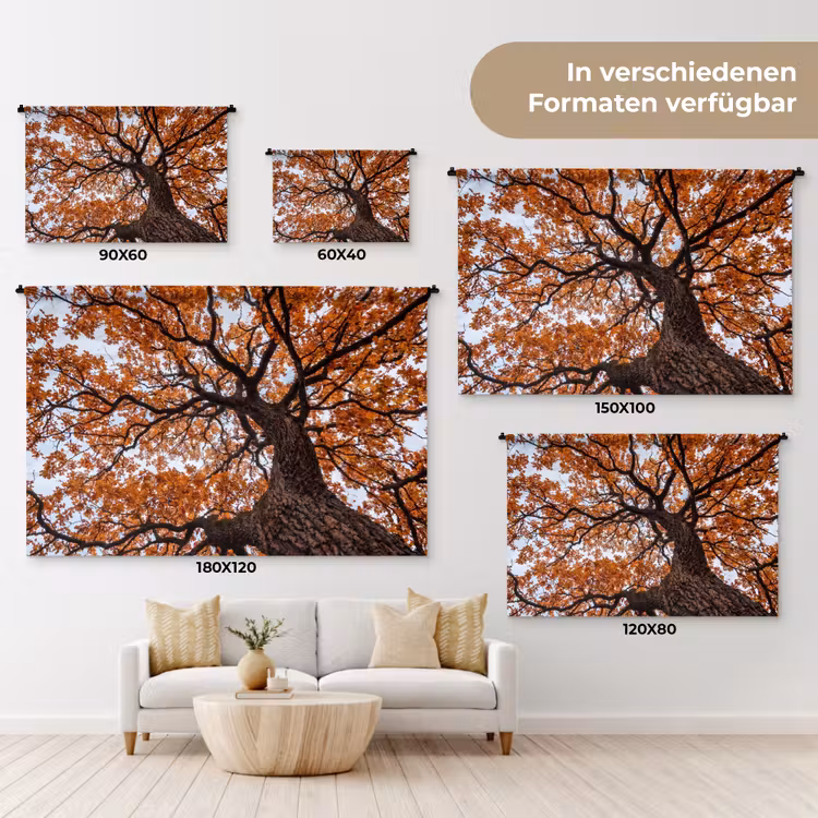 Boom - Bladerdak - Herfst - Oranje - Sfeervol Wandkleed katoen klein -tsfeer8_DE