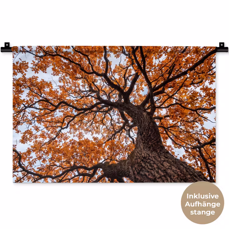 Boom - Bladerdak - Herfst - Oranje - Sfeervol Wandkleed katoen klein -t3d_DE