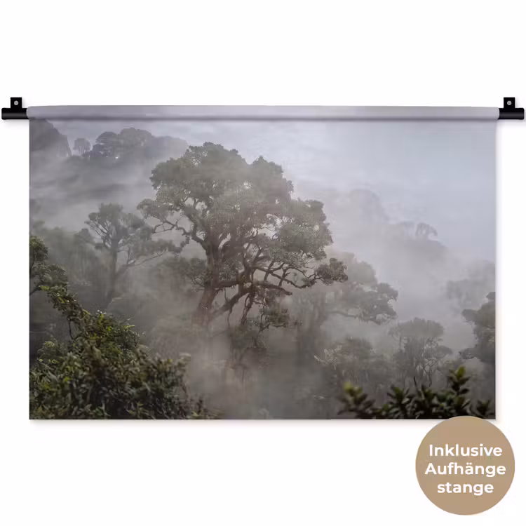 Boom - Mistig - Bos - Groen - Natuur Wandkleed katoen klein -t3d_DE