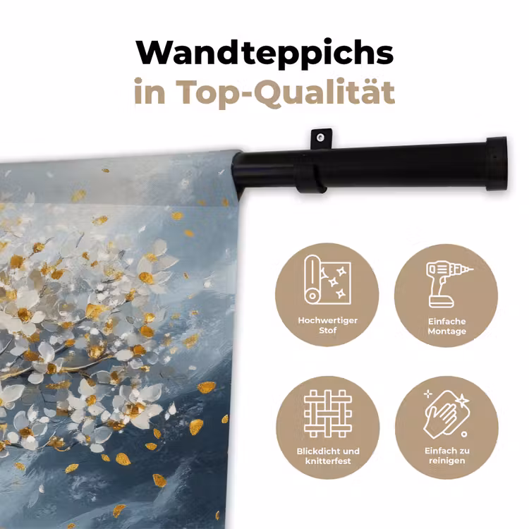 Boom - Winter - Levensboom - Modern - Goud Wandkleed katoen klein -tsfeer2_DE