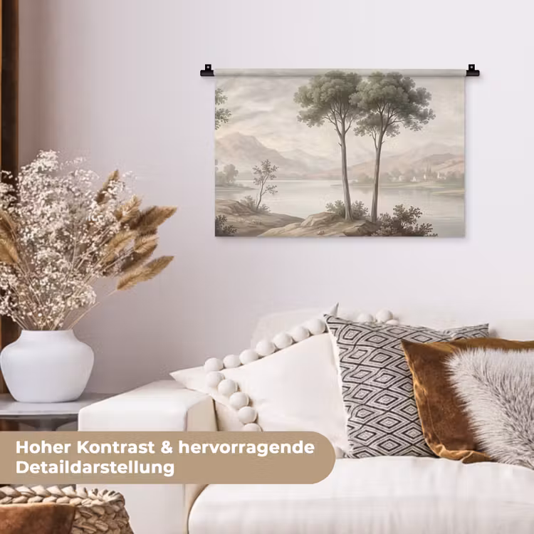 Bomen - Meer - Bergen - Illustratie Wandkleed katoen klein -tsfeer1_DE