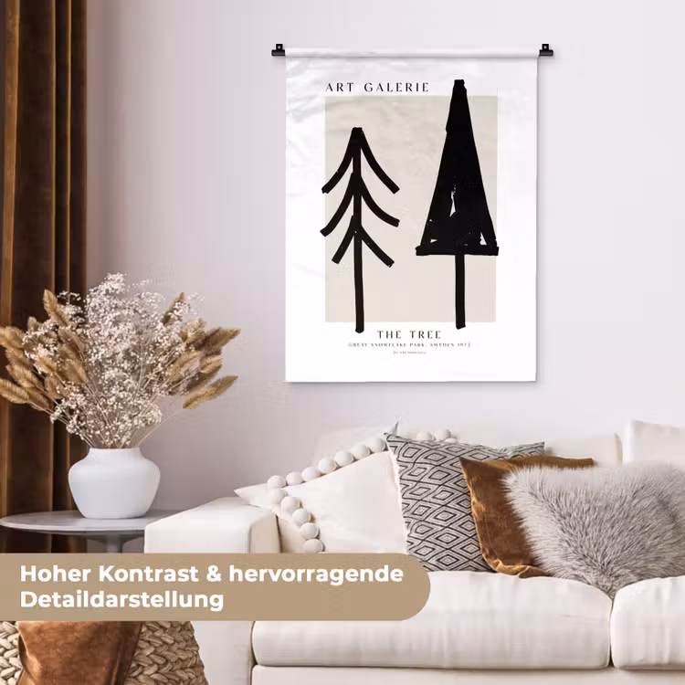 Bomen - Kerst - Zwart - Feest Wandkleed katoen klein -tsfeer1_DE