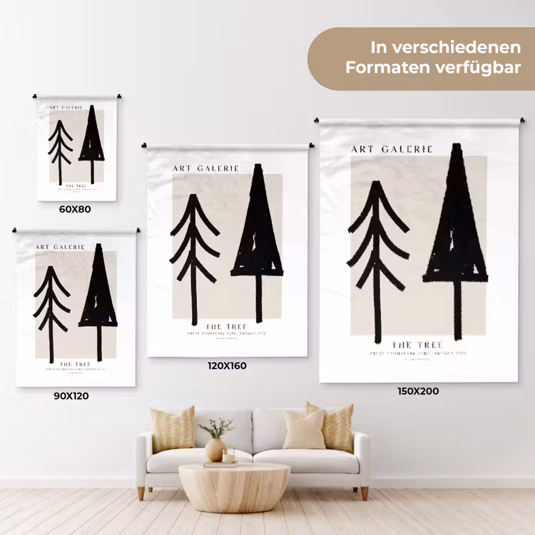 Bomen - Kerst - Zwart - Feest Wandkleed katoen klein -tsfeer8_DE