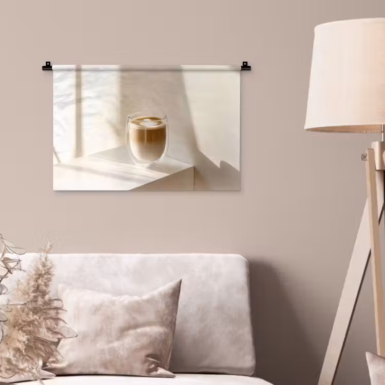 Mok - Latte - Minimalistisch - Schaduw Wandkleed katoen klein -sfeer4
