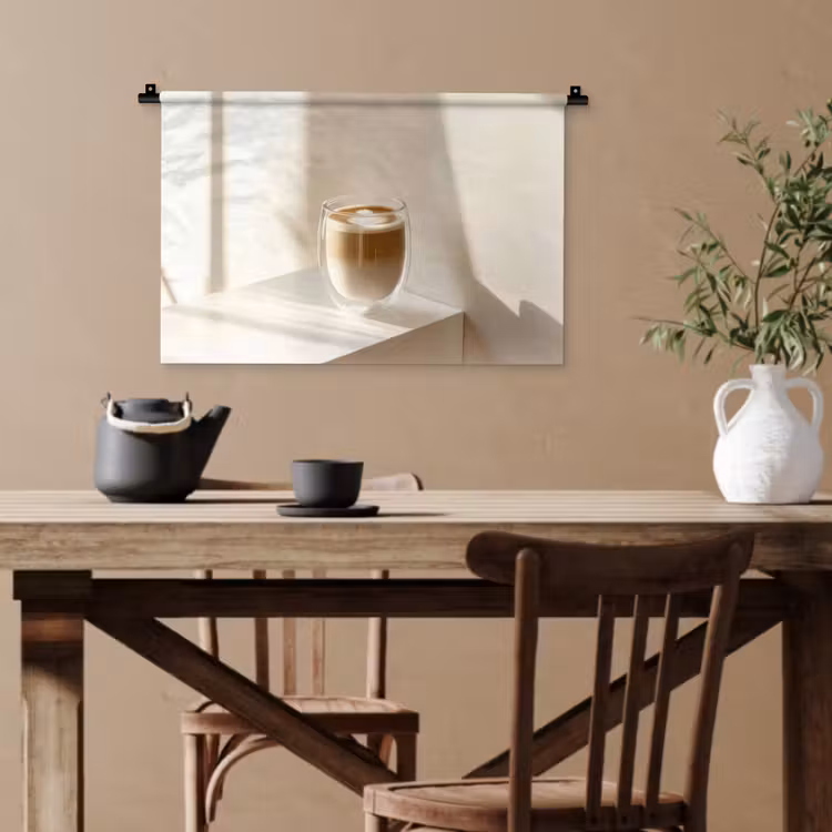 Mok - Latte - Minimalistisch - Schaduw Wandkleed katoen klein -sfeer6