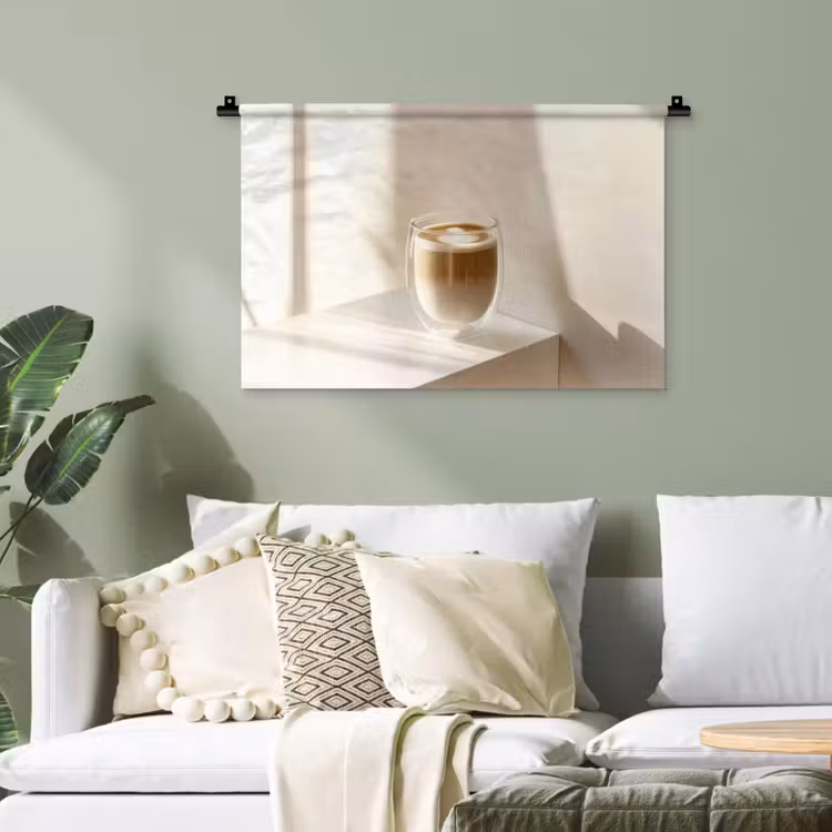 Mok - Latte - Minimalistisch - Schaduw Wandkleed katoen klein -sfeer7