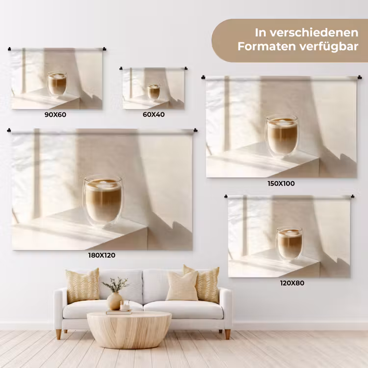 Mok - Latte - Minimalistisch - Schaduw Wandkleed katoen klein -tsfeer8_DE