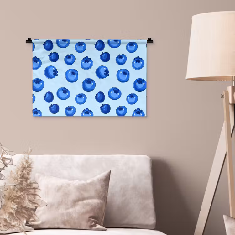 Bessen - Modern - Blauw Wandkleed katoen klein 269 -sfeer4