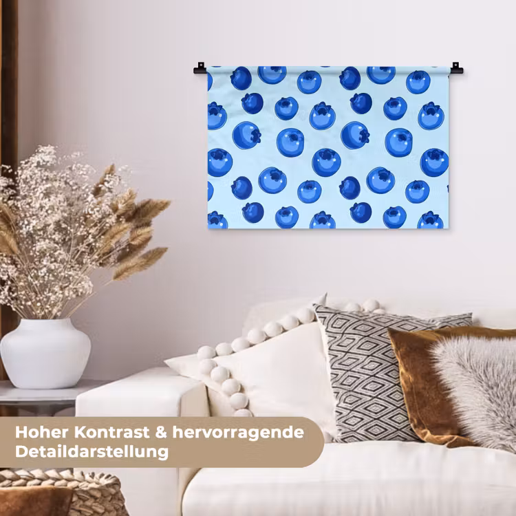 Bessen - Modern - Blauw Wandkleed katoen klein 269 -tsfeer1_DE