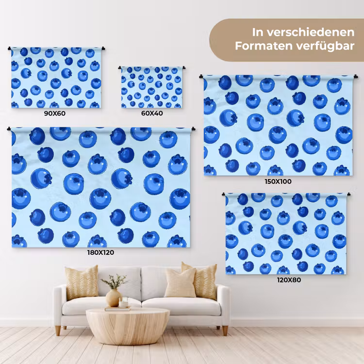 Bessen - Modern - Blauw Wandkleed katoen klein 269 -tsfeer8_DE