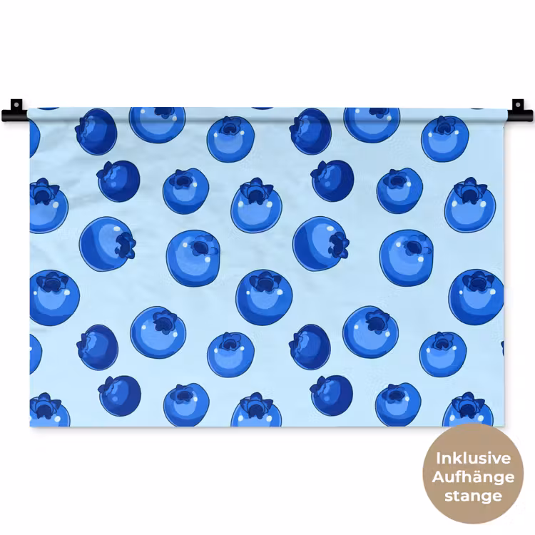 Bessen - Modern - Blauw Wandkleed katoen klein 269 -t3d_DE