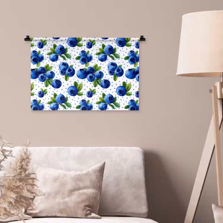 Bessen - Patroon - Blauw Wandkleed katoen klein 269 -sfeer4