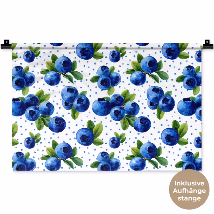 Bessen - Patroon - Blauw Wandkleed katoen klein 269 -t3d_DE