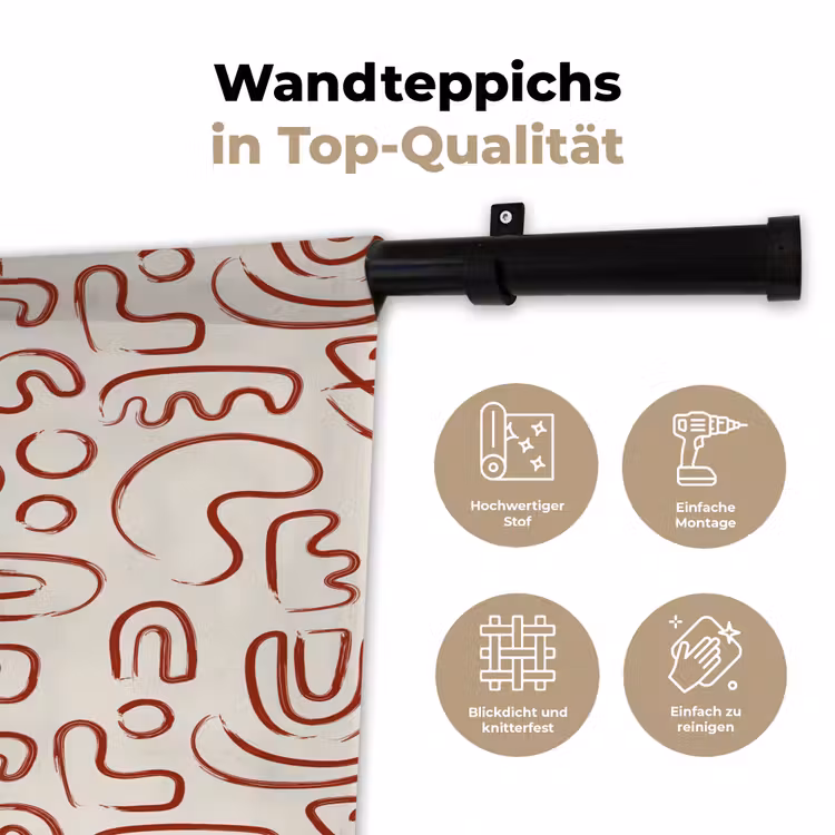 Beige - Vormen - Rood - Patroon Wandkleed katoen klein 269 -tsfeer2_DE
