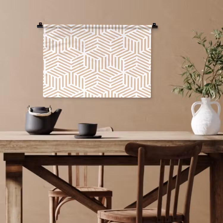 Beige - Geometrie - Patronen - Abstract Wandkleed katoen klein 269 -sfeer6