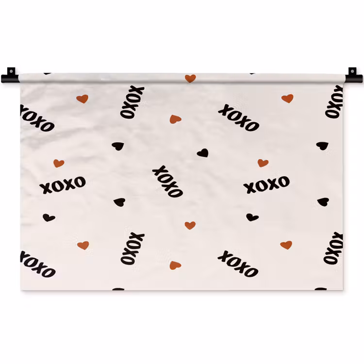 Beige - Hartjes - Patroon Wandkleed katoen klein 269 -zz3d