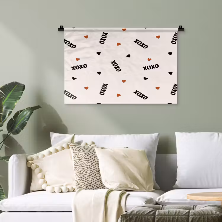 Beige - Hartjes - Patroon Wandkleed katoen klein 269 -sfeer7