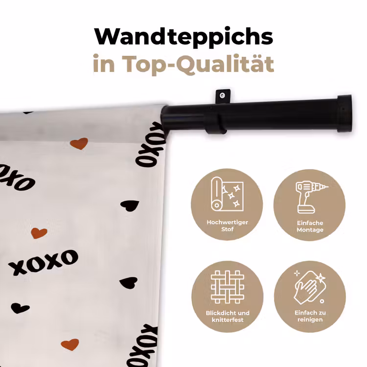 Beige - Hartjes - Patroon Wandkleed katoen klein 269 -tsfeer2_DE
