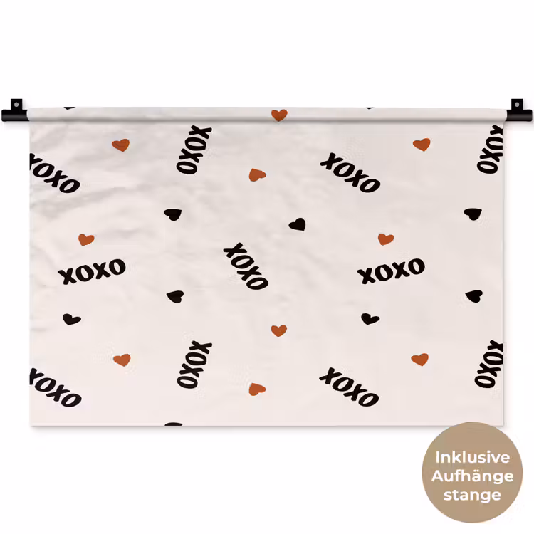 Beige - Hartjes - Patroon Wandkleed katoen klein 269 -t3d_DE