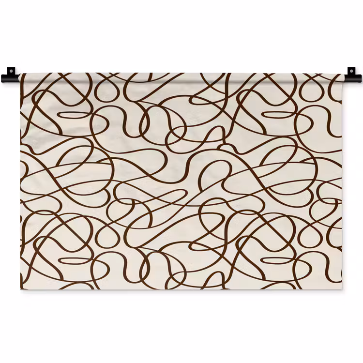 Beige - Lijnen - Donkerbruin Wandkleed katoen klein 269 -zz3d