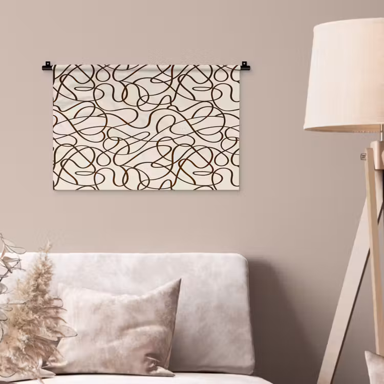 Beige - Lijnen - Donkerbruin Wandkleed katoen klein 269 -sfeer4