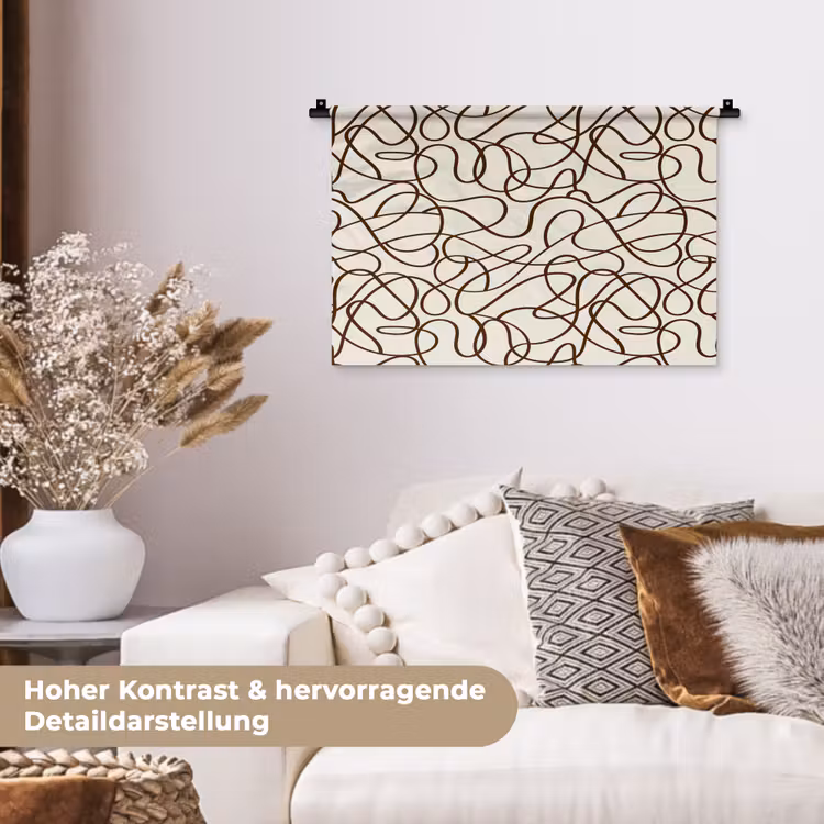 Beige - Lijnen - Donkerbruin Wandkleed katoen klein 269 -tsfeer1_DE