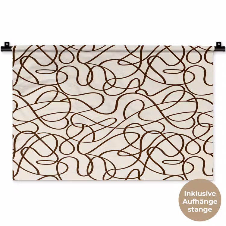 Beige - Lijnen - Donkerbruin Wandkleed katoen klein 269 -t3d_DE
