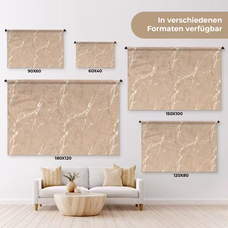 Beige - Marmer - Organisch - Wit Wandkleed katoen klein 269 -tsfeer8_DE