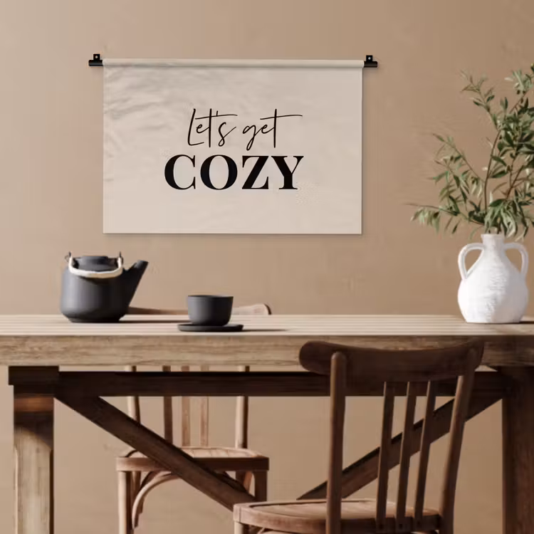 Beige - Winter - Quote - Cozy Wandkleed katoen klein -sfeer6