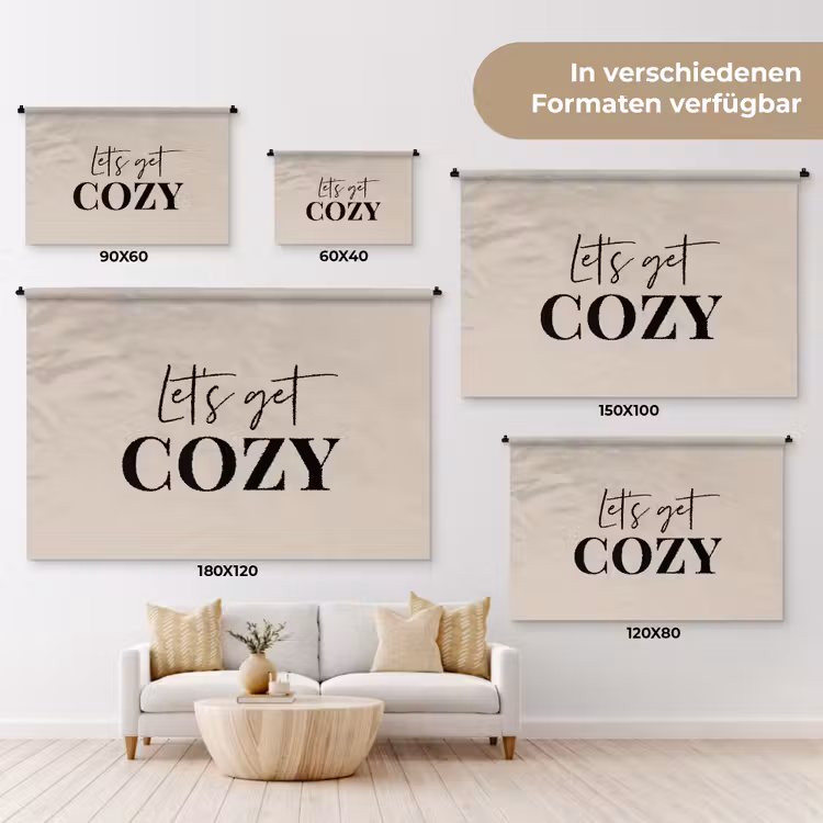 Beige - Winter - Quote - Cozy Wandkleed katoen klein -tsfeer8_DE