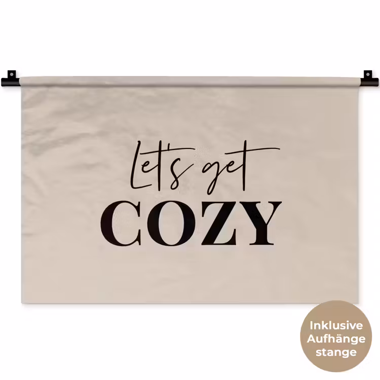 Beige - Winter - Quote - Cozy Wandkleed katoen klein -t3d_DE