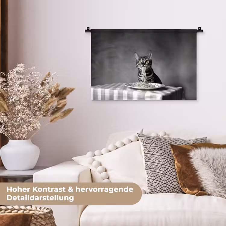 Bengaal - Kat - Tafelkleed - Zwart - Wit - Dier Wandkleed katoen klein -tsfeer1_DE